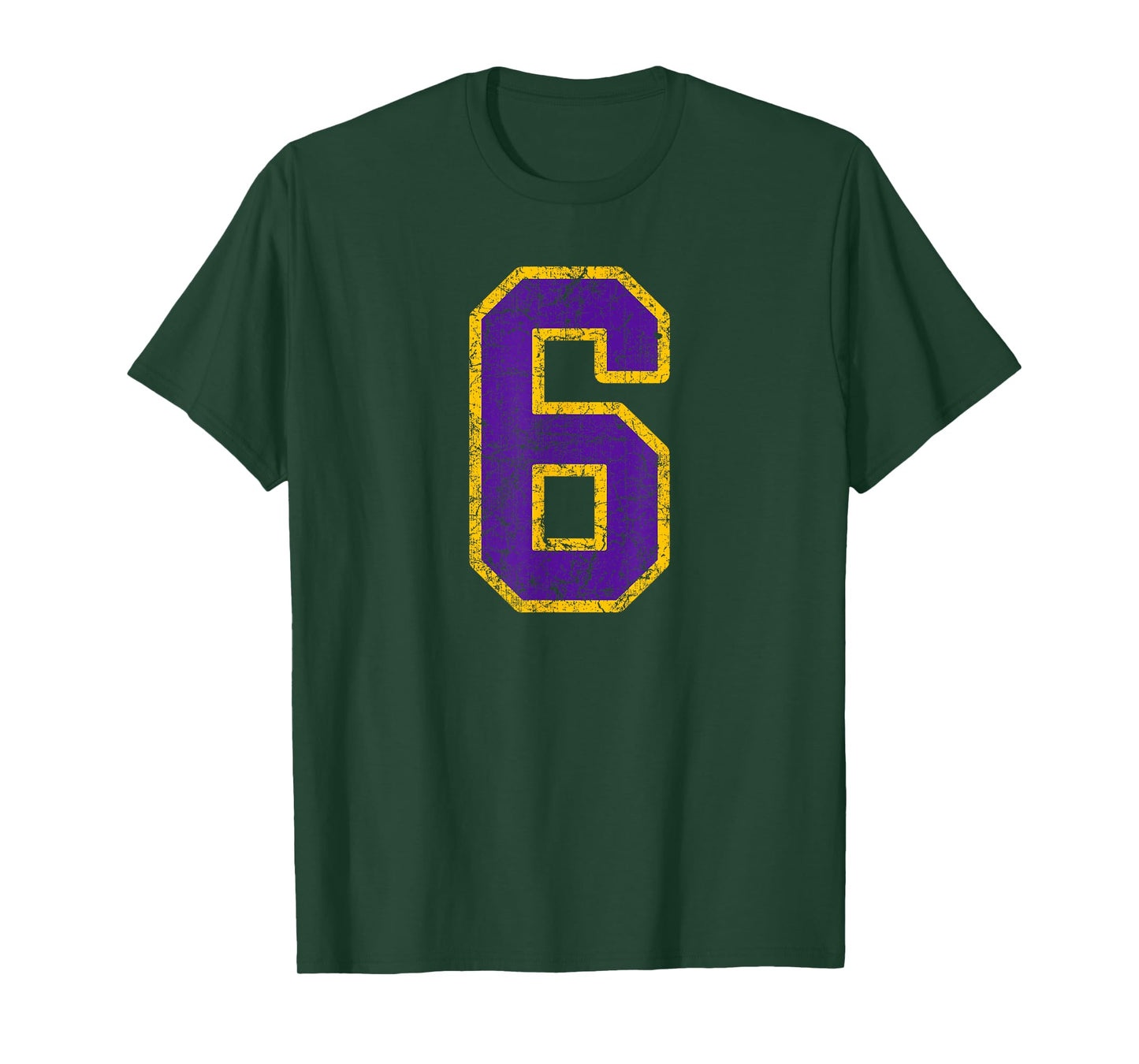 Purple Gold Number 6 Jersey Player Uniform #6 Grunge T-Shirt