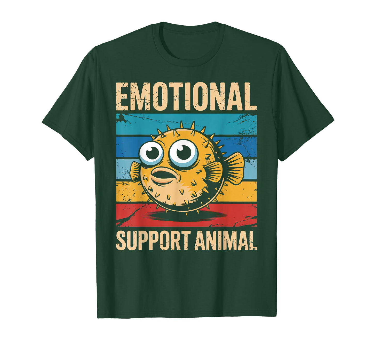 Emotional Support Animal Fishing Fish Vintage Pufferfish T-Shirt