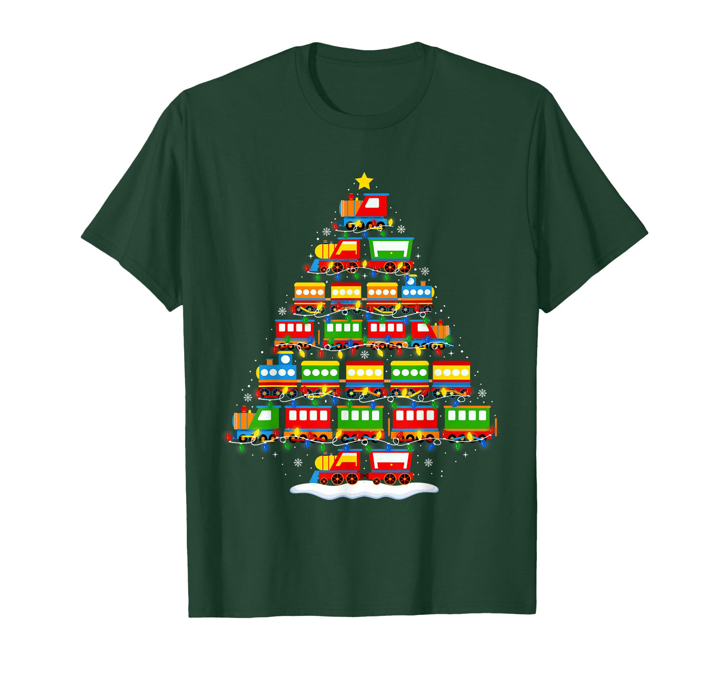 Train Christmas Tree Lights Boys Kids Funny Xmas Pajamas T-Shirt