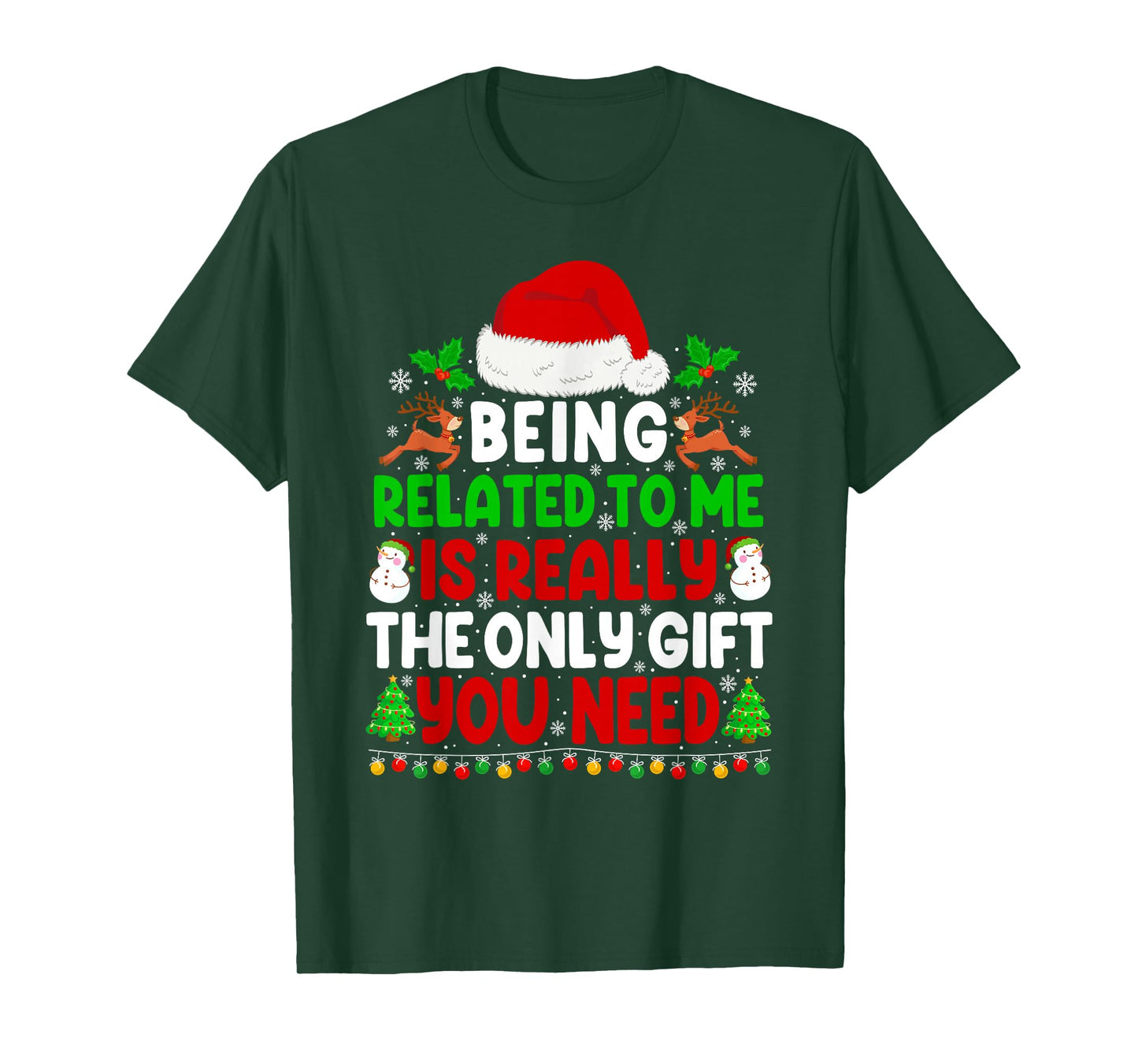 Being Related to Me Xmas Pajamas Funny Christmas Family T-Shirt