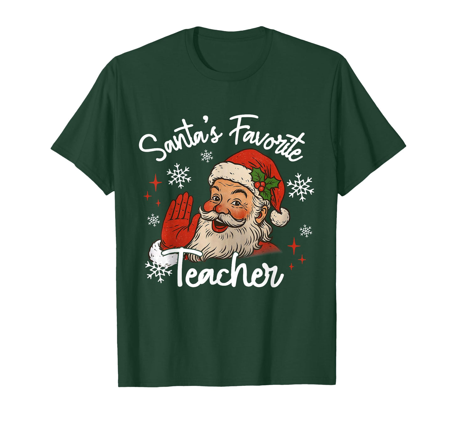 Santa's Favorite Teacher Funny Christmas Xmas Santa Claus PJ T-Shirt