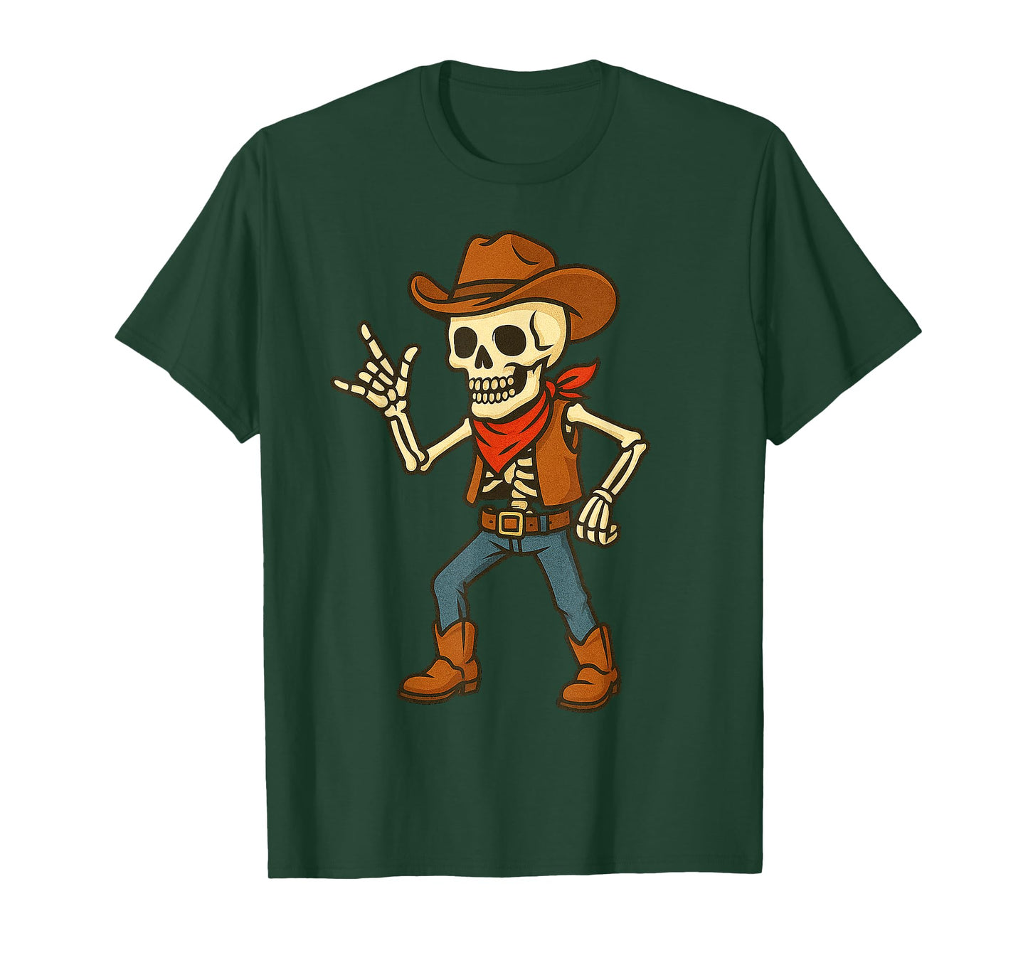 Funny Kids Halloween Bruh Costume, Spooky Cowboy Skeleton T-Shirt