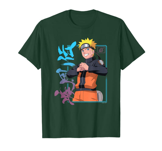 Naruto Shippuden Naruto Kanji Frame Colorful Anime T-Shirt