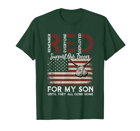 I Wear Red For My Son Remember Everyone, Red Friday Military T-Shirt