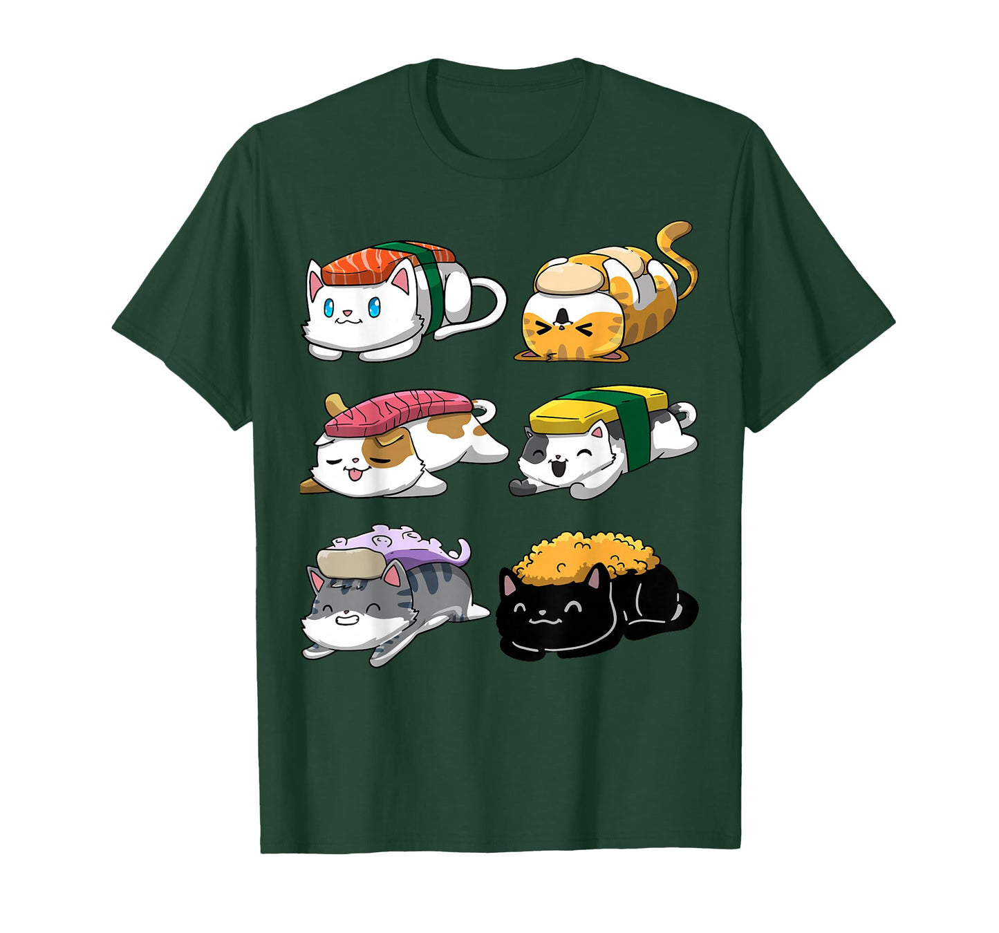 Sushi Cats Sushi Lover Cat Lover Kawaii Anime Neko T-Shirt