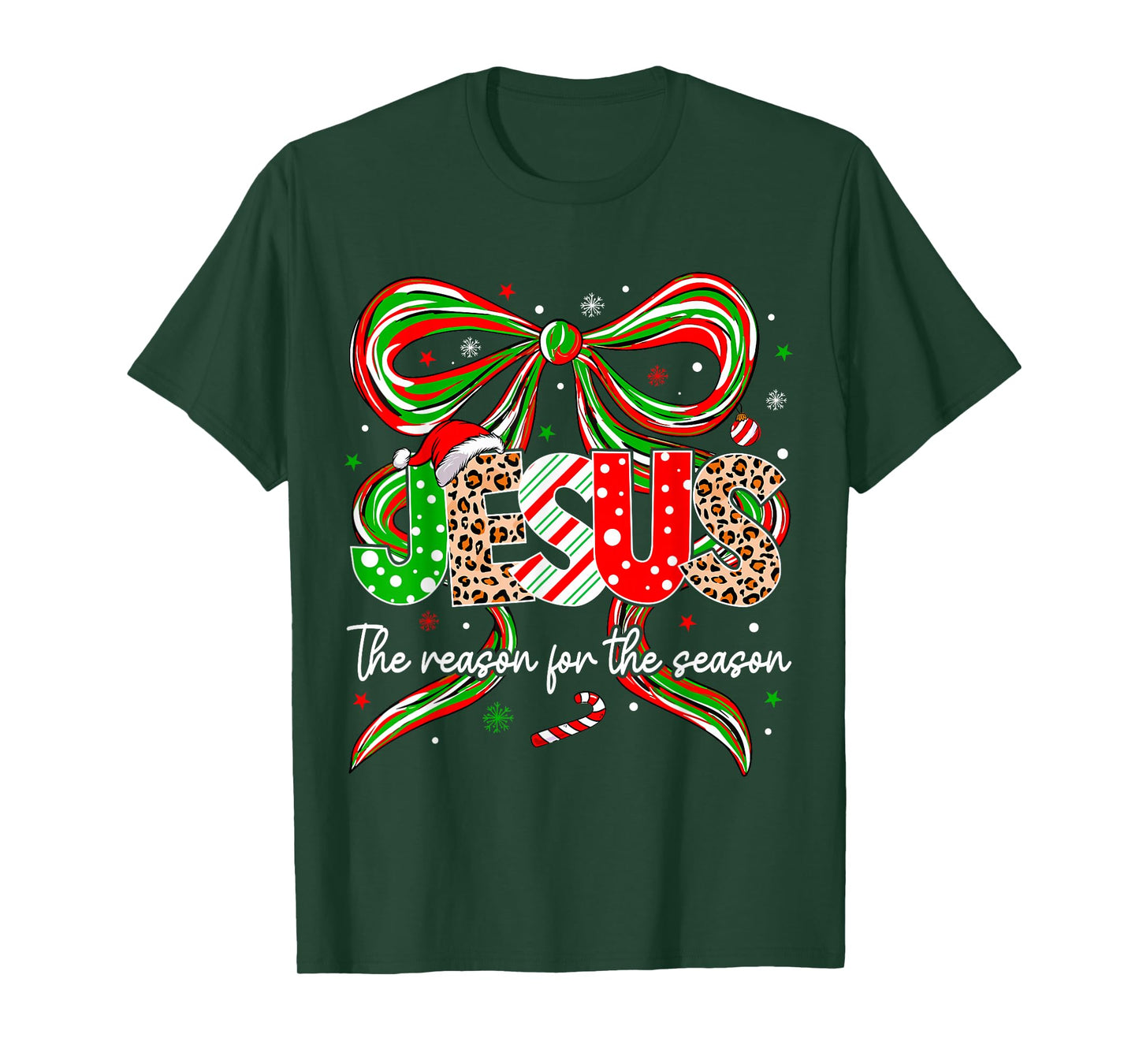 Christmas Jesus Reason Season Xmas Bow Christian Men Women T-Shirt