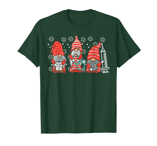 Nurse Christmas Gnomes Cute Xmas Scrub Top for Nurses Women T-Shirt