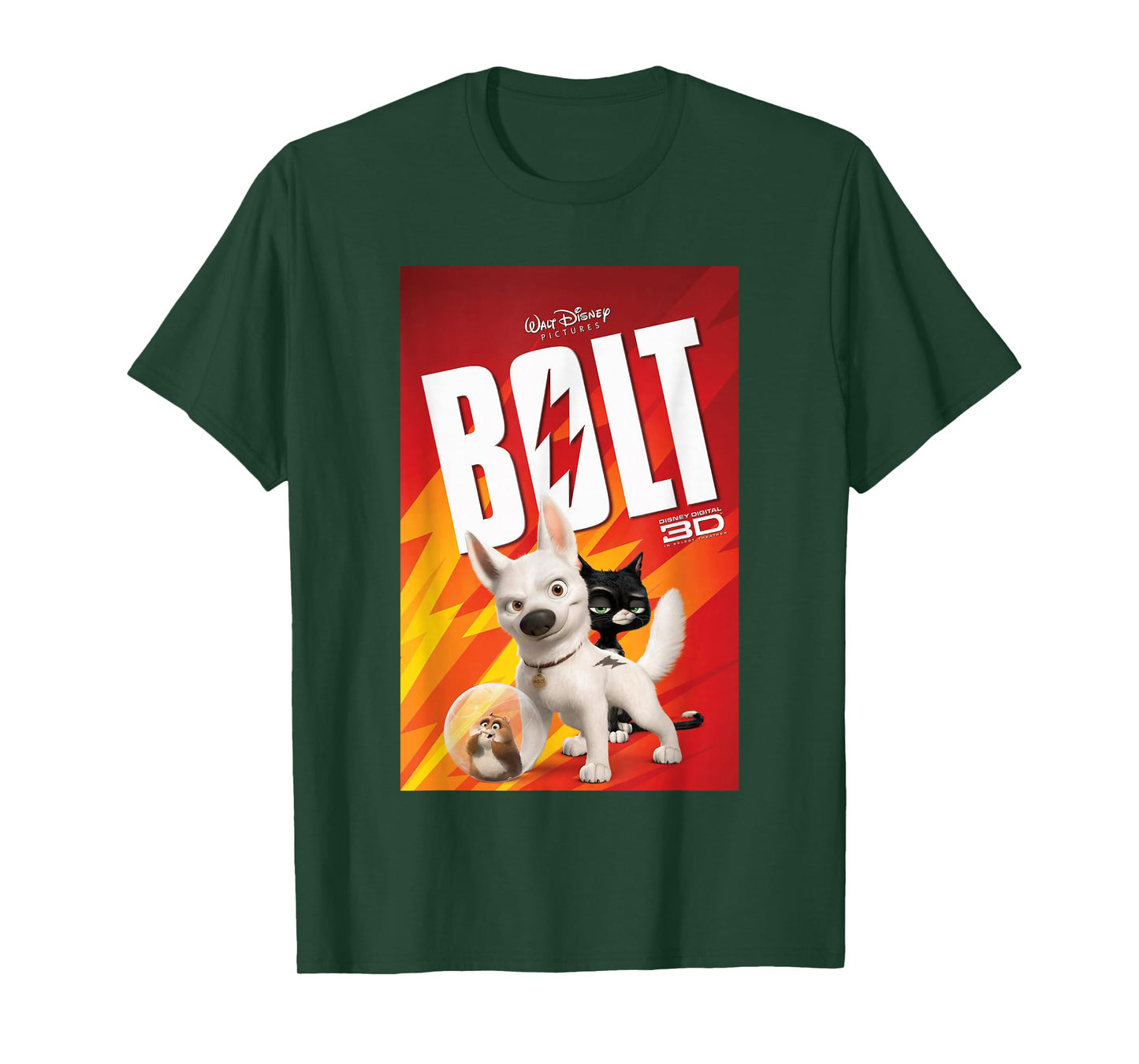 Disney Bolt 3D Hero Dog Vintage Title Movie Poster T-Shirt