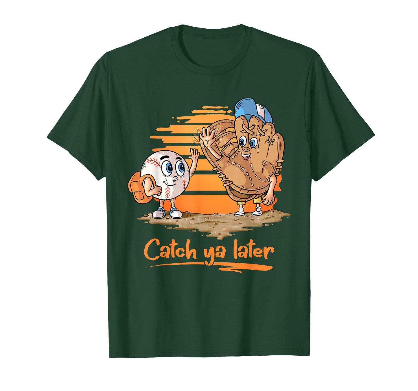 Catch ya Later Cartoon Baseball Glove and Baseball Ball T-Shirt