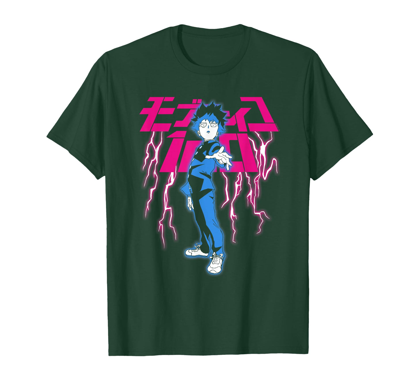 Mob Psycho 100 Shigeo with Pink Lightning and Kanji Anime T-Shirt
