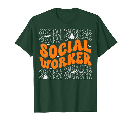 Spooky Social Worker Ghost Halloween Costume Men Women T-Shirt