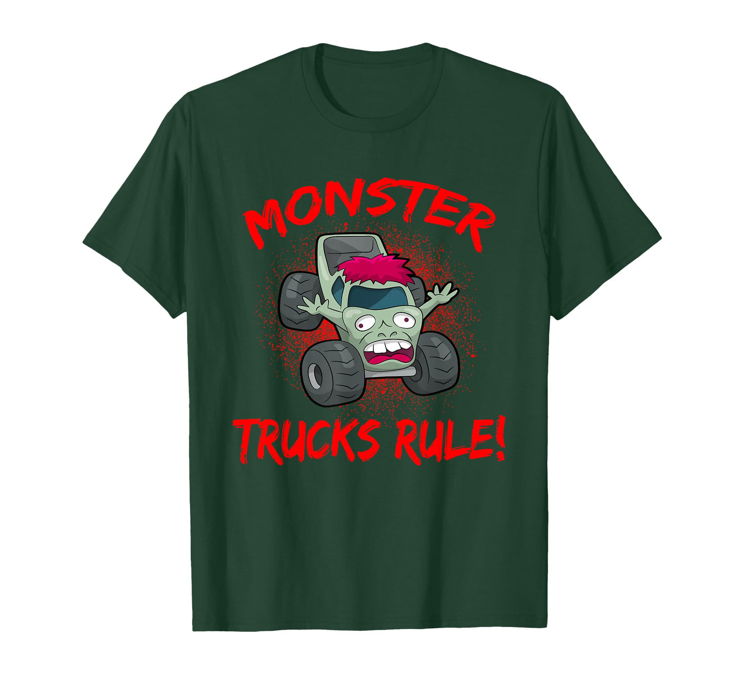 Zombie Cartoon Monster Trucks Rule Big Size Car SUV T-Shirt