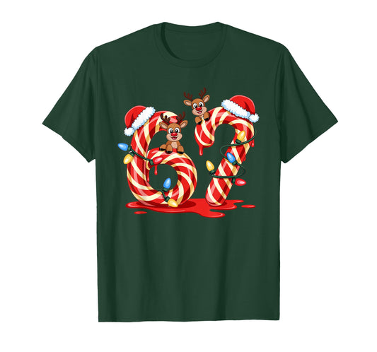 Melting Candy Cane 67 Christmas Design Santa Hat Holiday T-Shirt