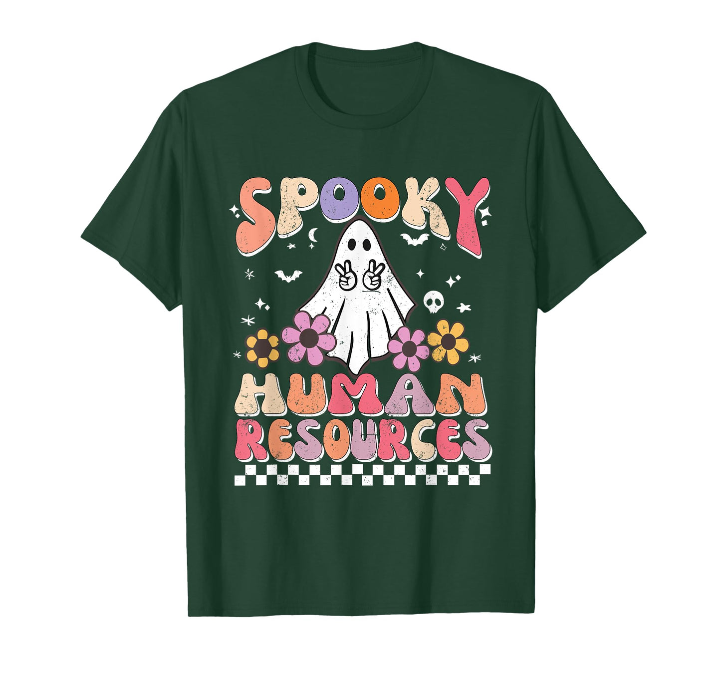 Spooky HR Manager Retro Groovy Halloween Matching HR Manager T-Shirt
