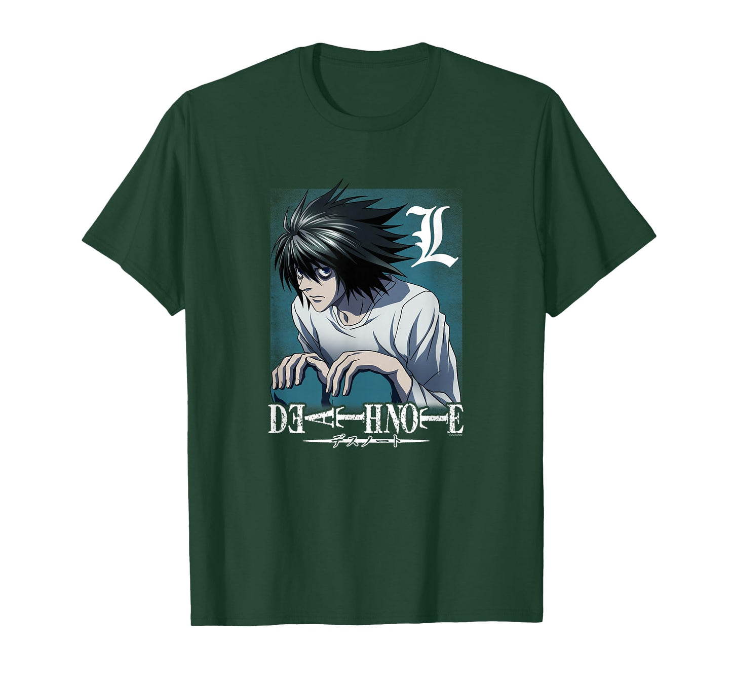 Death Note L Crouching with Logo Anime T-Shirt