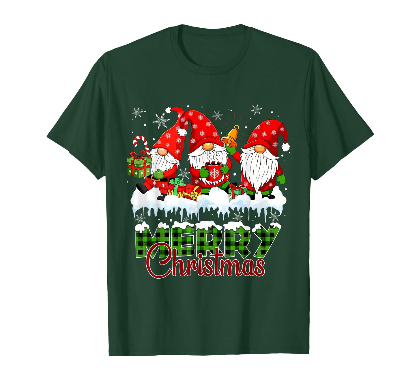 Cute Gnomes Merry Christmas Light Family Gnome Xmas Matching T-Shirt