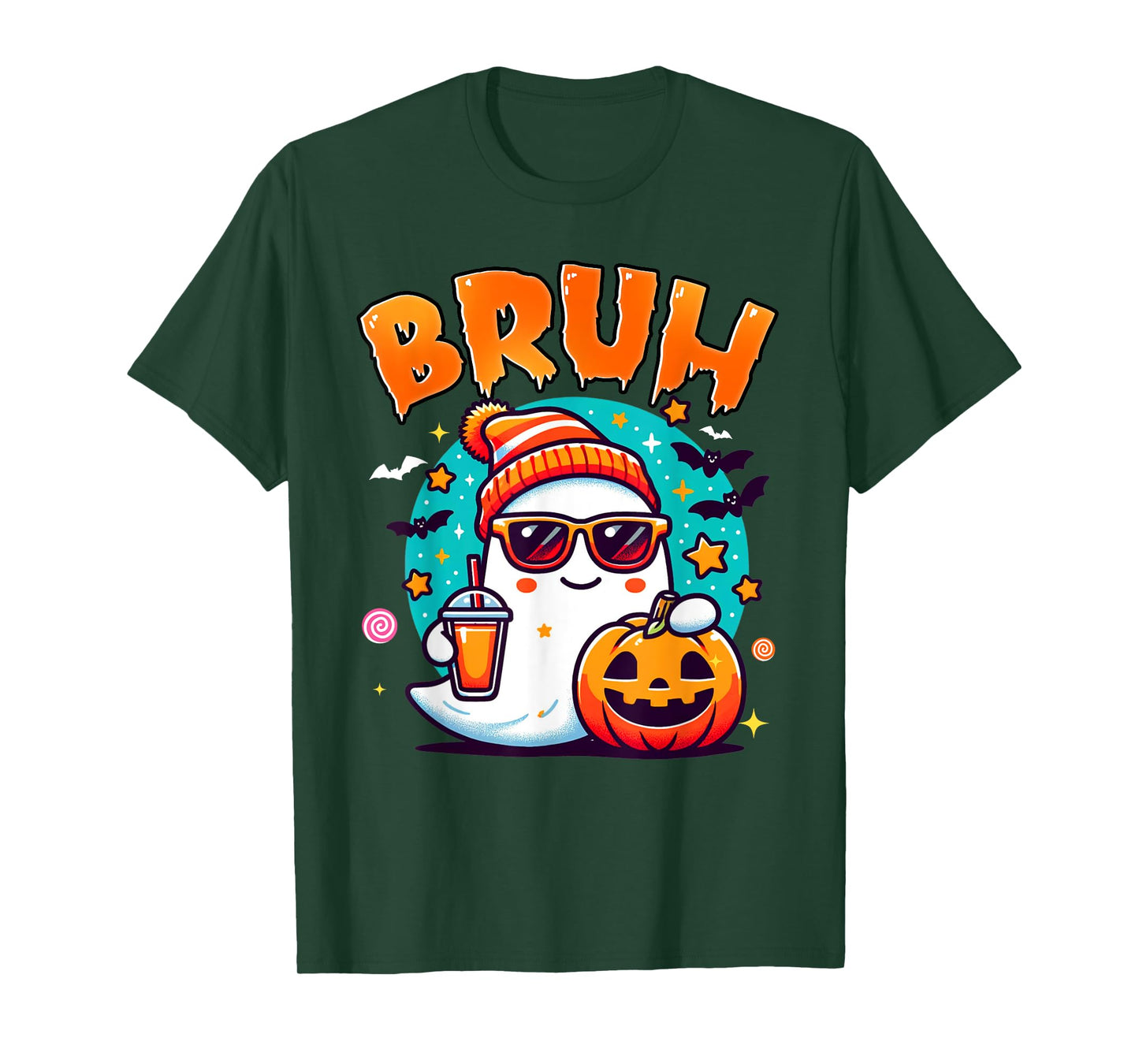 Bruh Ghost Halloween Cute Ghost Trick Or Treat Candy Kids T-Shirt
