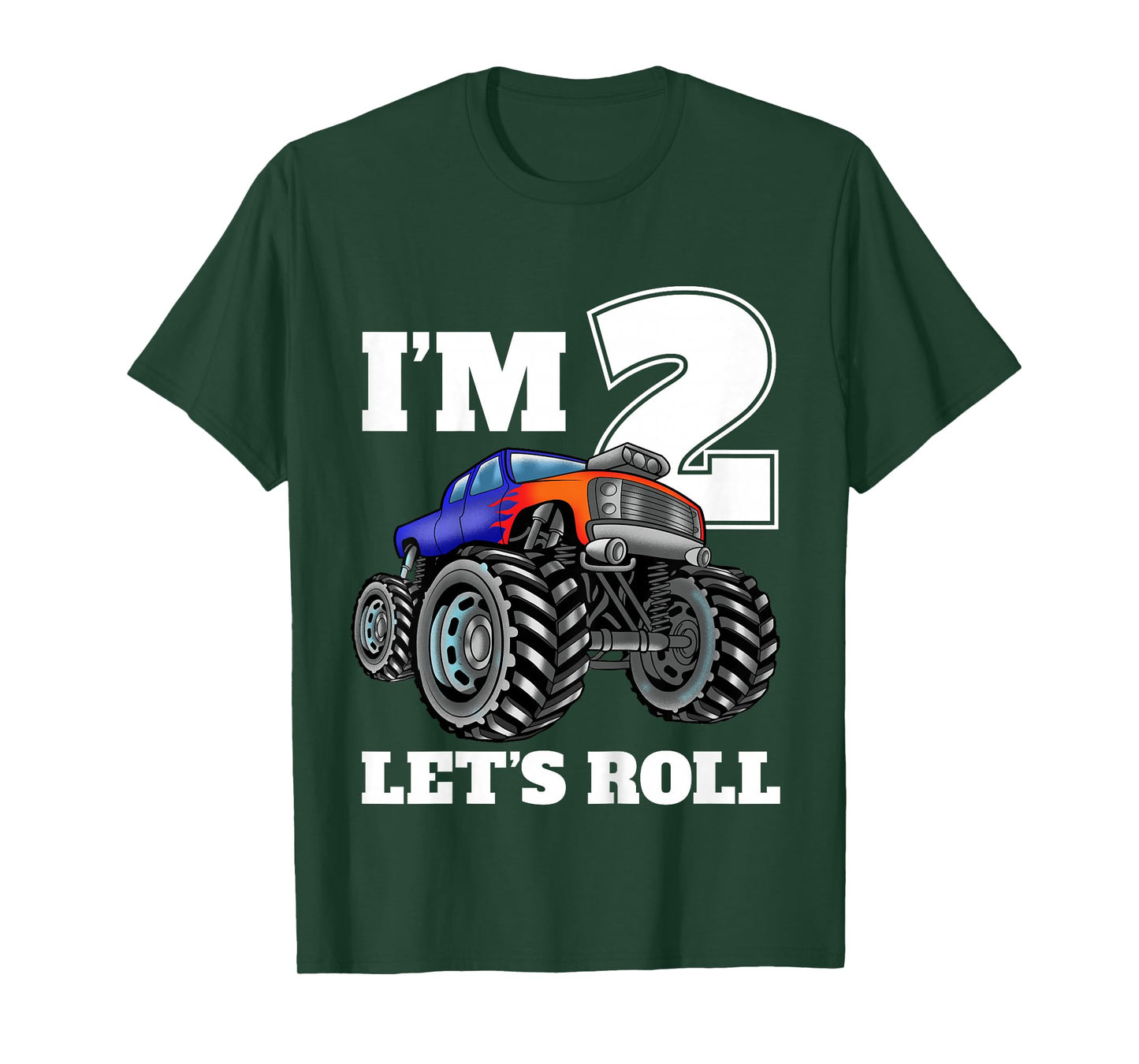 Kids Monster Truck 2nd Birthday Boy 2 Two Year Old T-Shirt