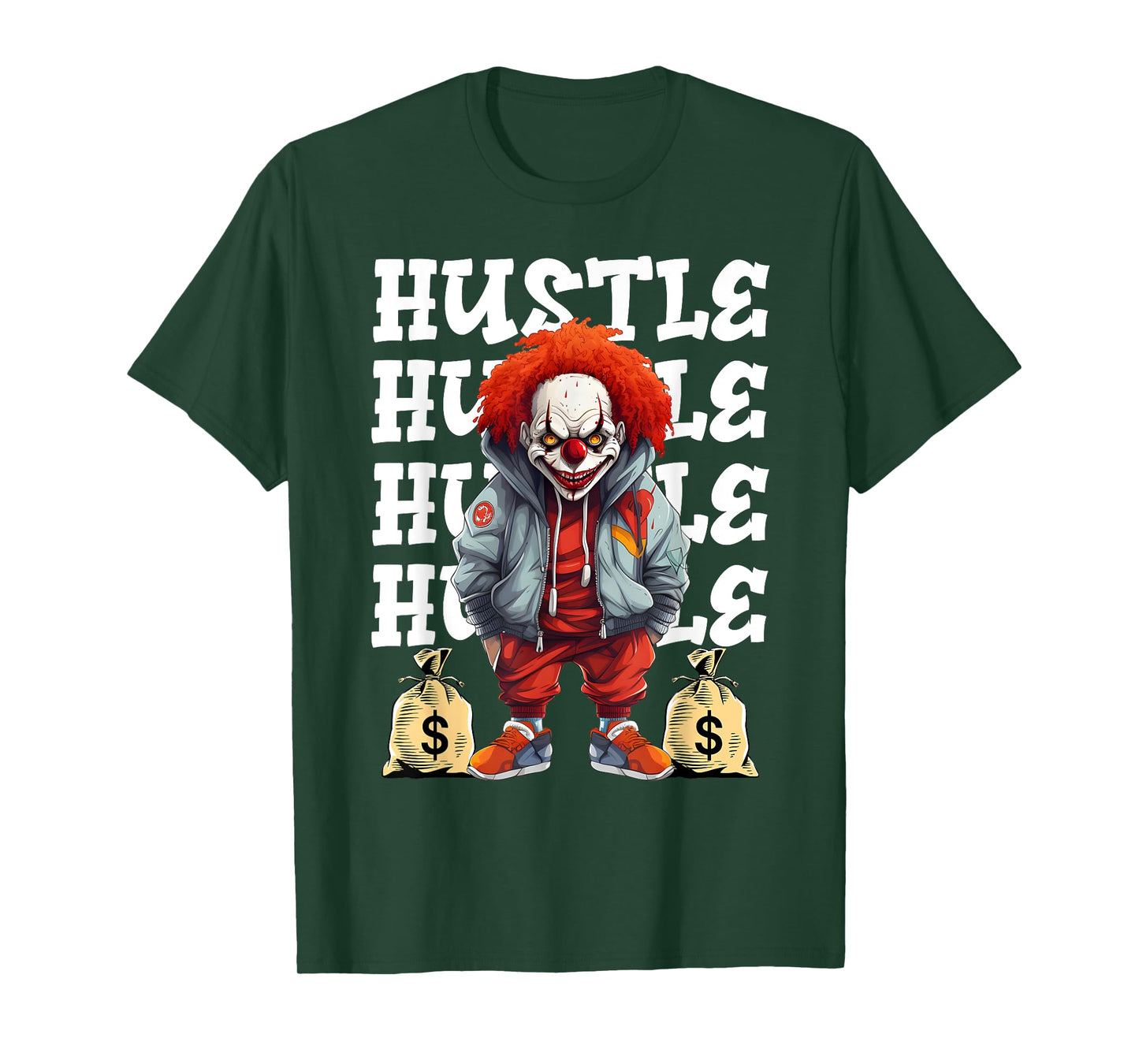 Hip Hop Scary Clown Hustle Money Urban Streetwear Halloween T-Shirt