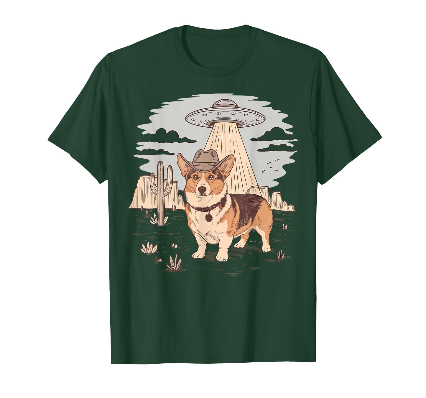 Corgi UFO Cowboy T-Shirt