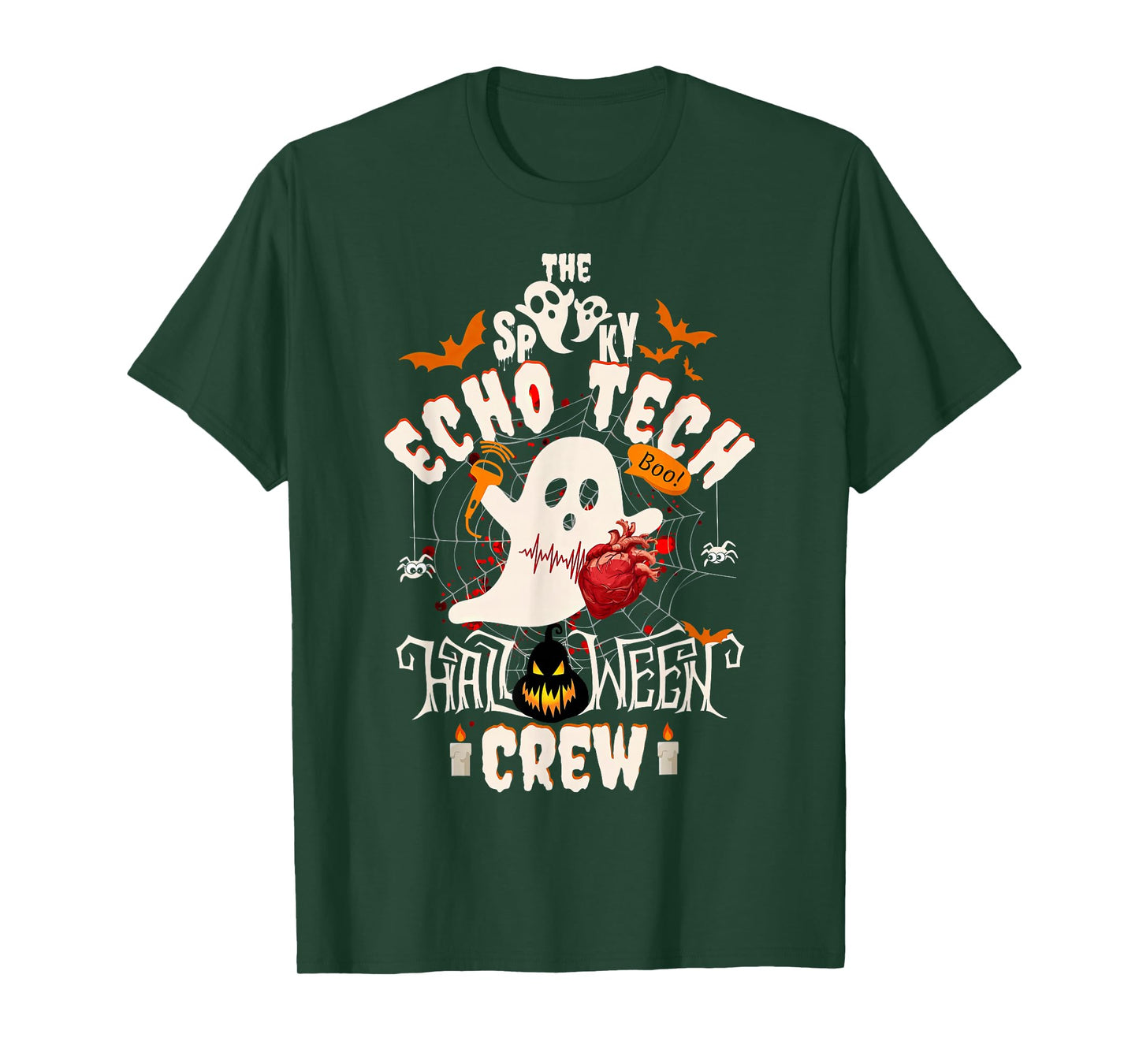 Spooky Echo Tech Halloween Crew Cardiac Sonographer Ghost T-Shirt