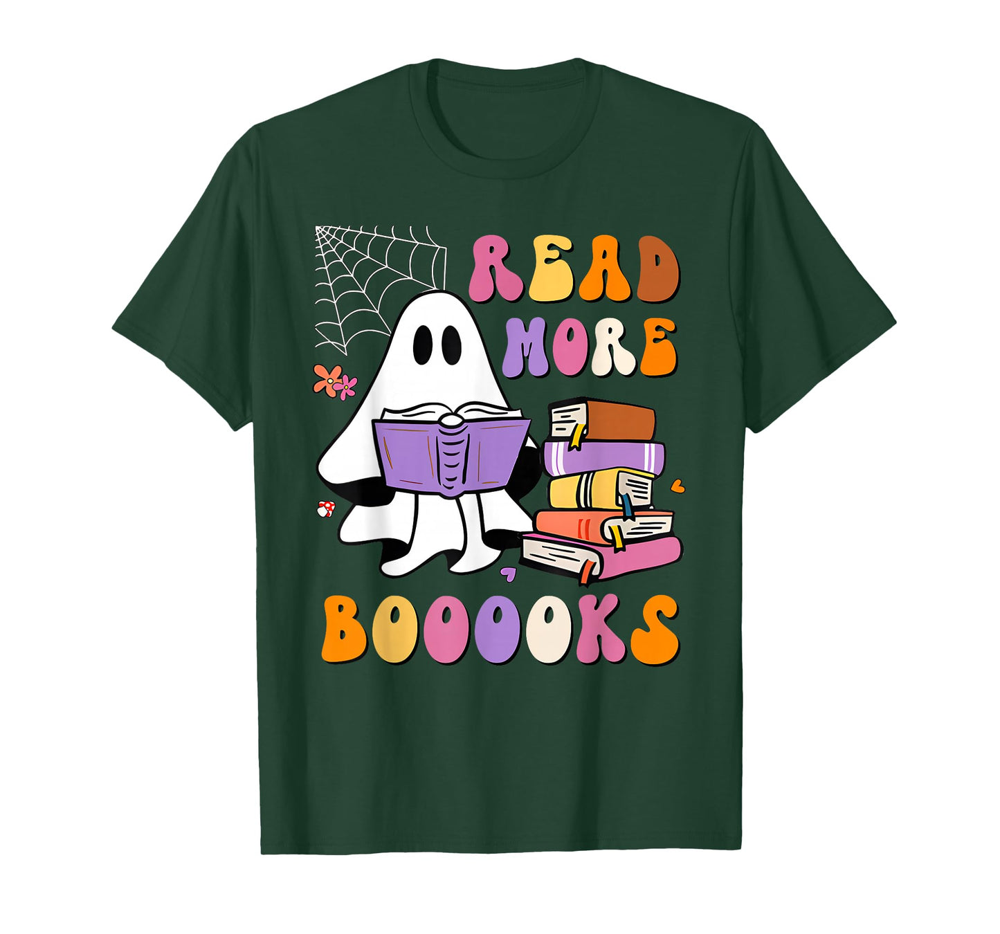 Read More Books Ghost Reading Book Teacher Halloween Funny T-Shirt