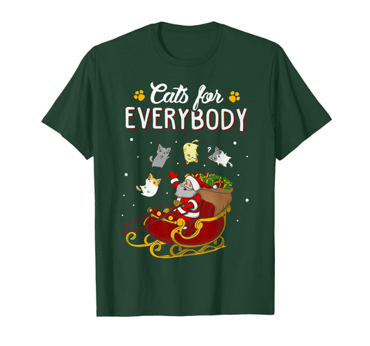 Cats For Everybody Christmas Cat Funny Xmas Women Santa Kids T-Shirt