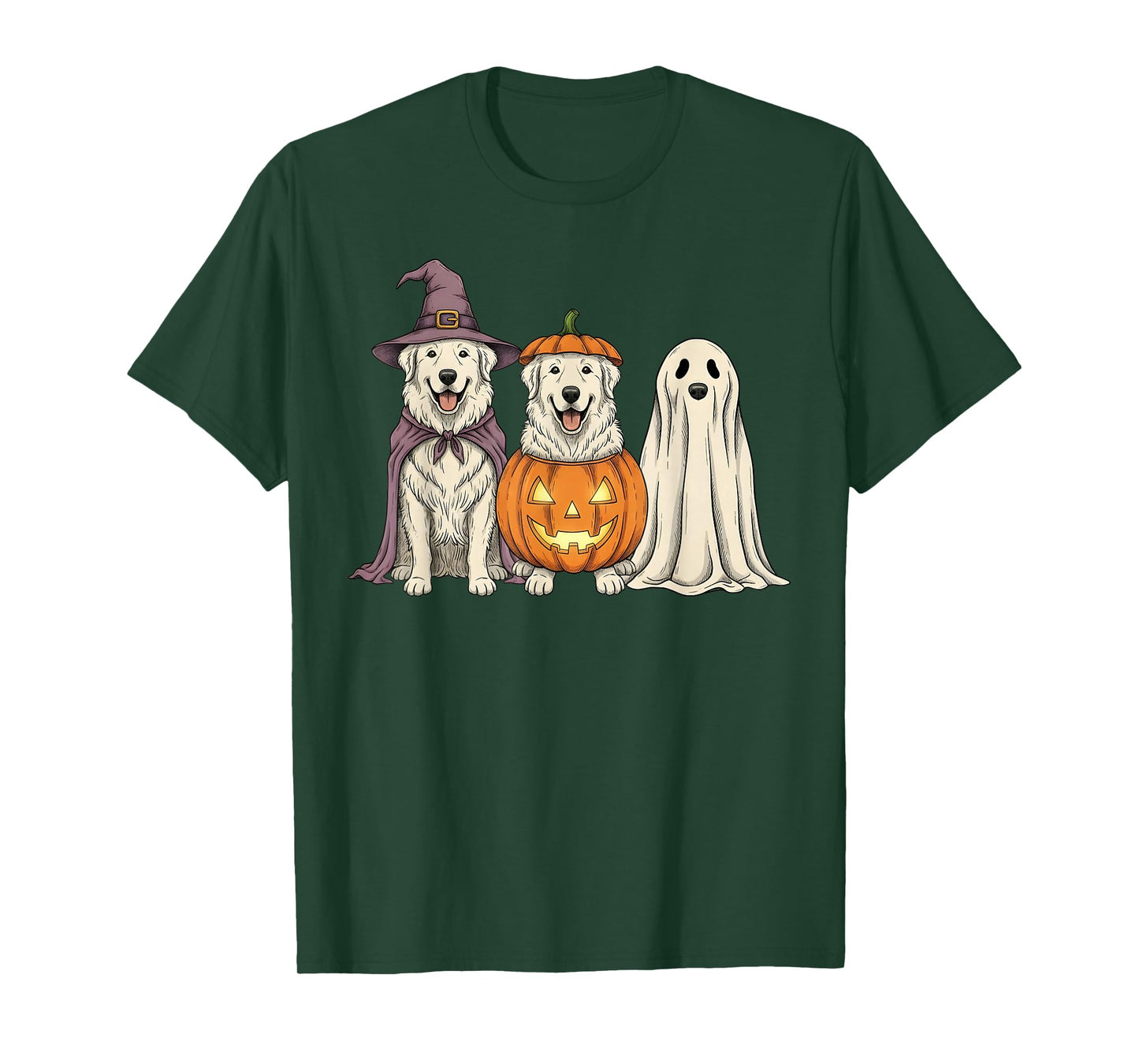 Spooky Ghost Great Pyrenees Pumpkin Halloween Dog Lover T-Shirt