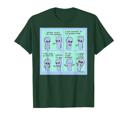 Threadless Nathan W. Pyle Strange Planet Star Damage Graphic T-Shirt