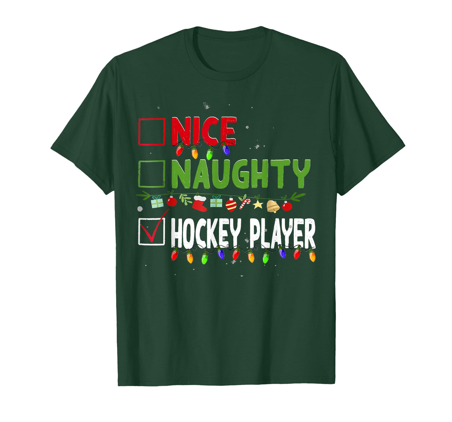 Nice Naughty Hockey Player Family Xmas Pajama Christmas List T-Shirt