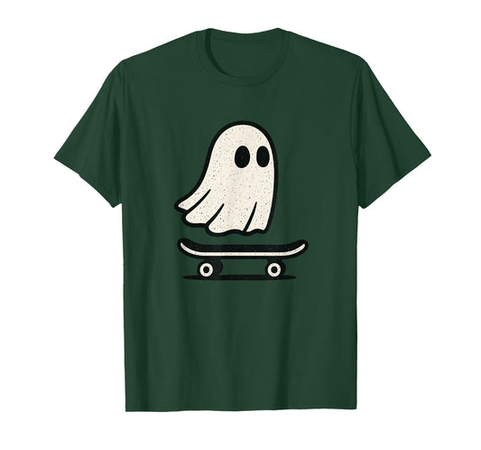 Ghost On Skateboard Funny Halloween Costume Men Women T-Shirt