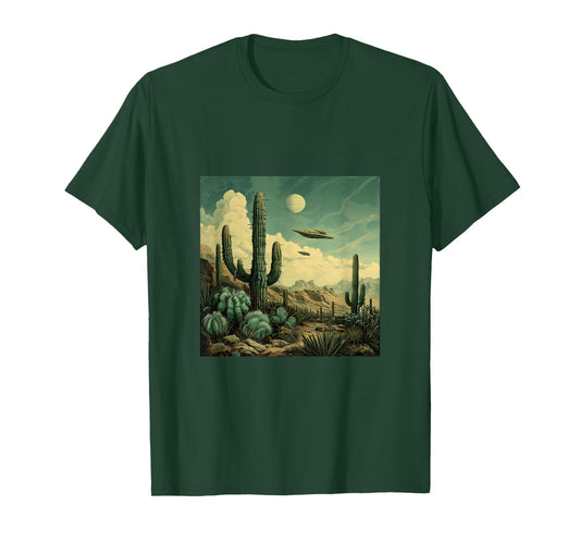 Flying Aliens UFO Cactus Desert T-Shirt