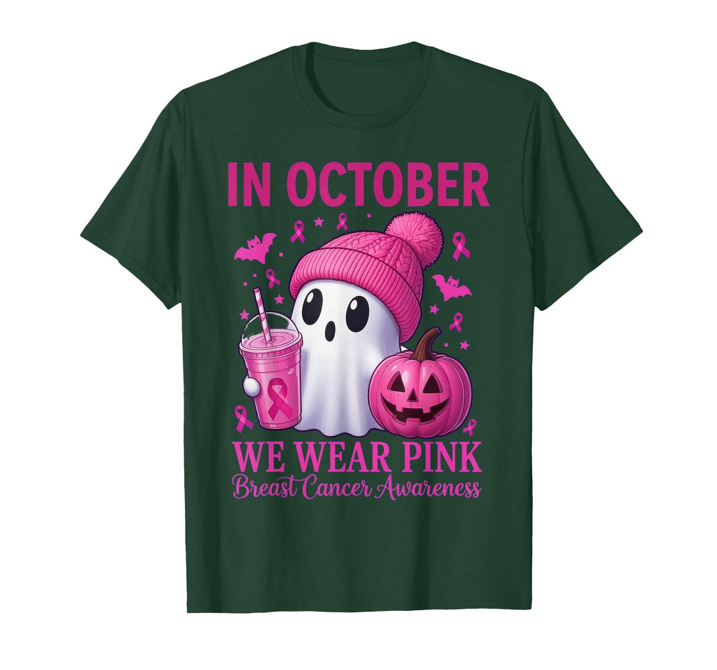 Breast Cancer Halloween Women in October We Wear Pink T-Shirt