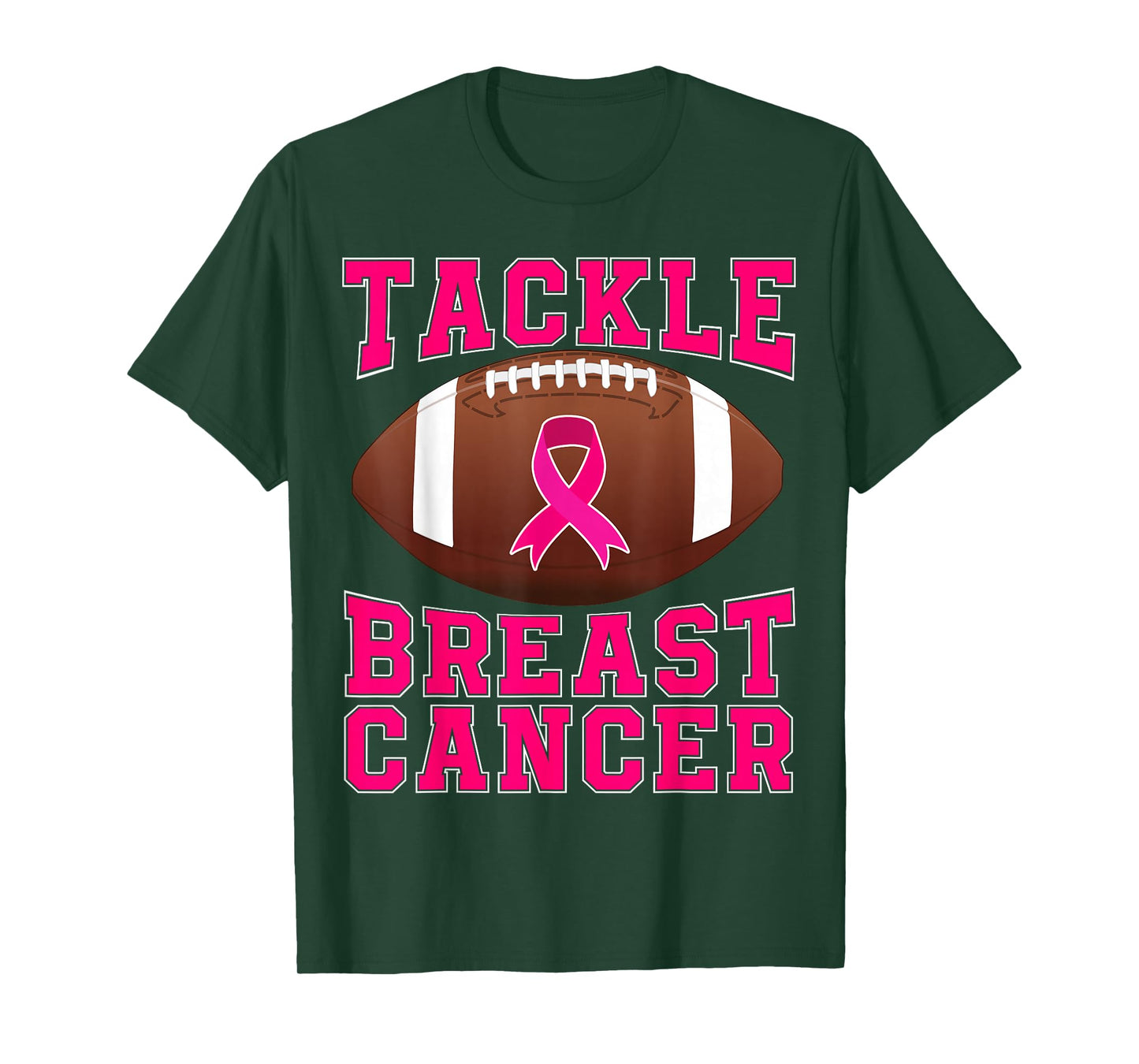 Tackle Cancer Pink Ribbon Football Breast Cancer Awareness T-Shirt