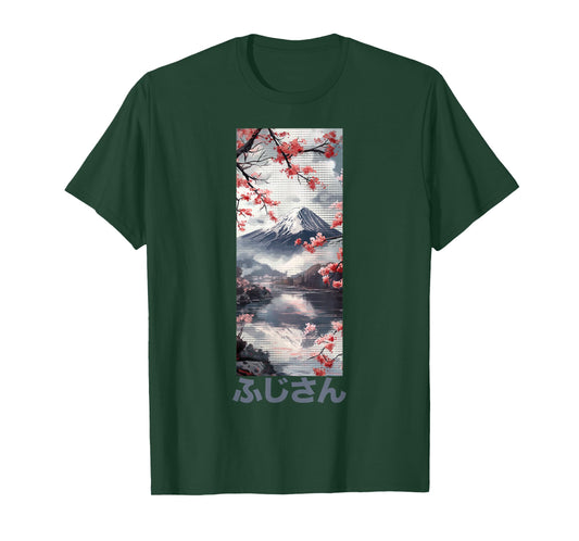 Japanese Aesthetic | Mount Fuji & Cherry Blossom Lofi Design T-Shirt