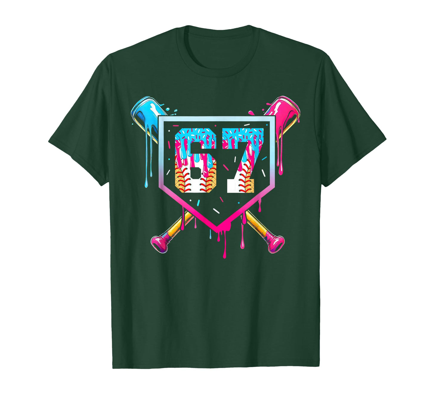 Baseball Drip Number 67 Player Or 67th Birthday Funny Meme T-Shirt