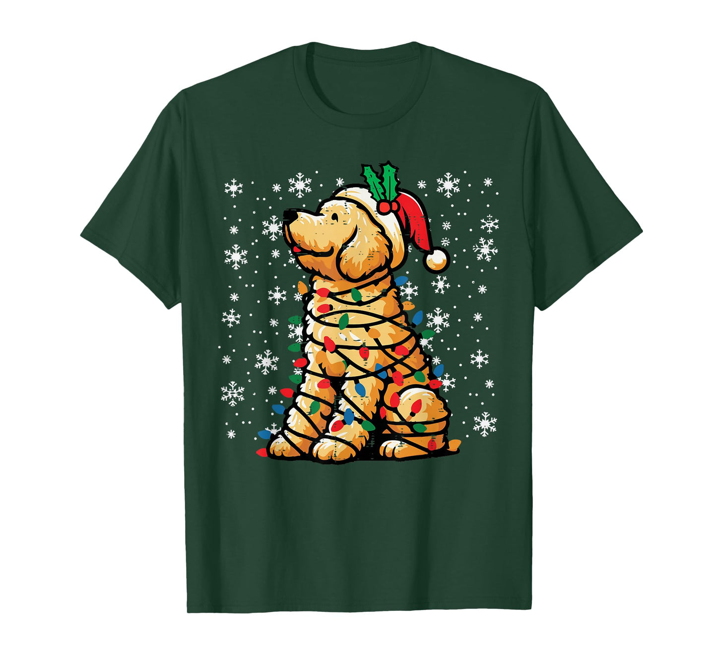 Christmas Dog Goldendoodle Santa Cute Xmas Men Women Kids T-Shirt