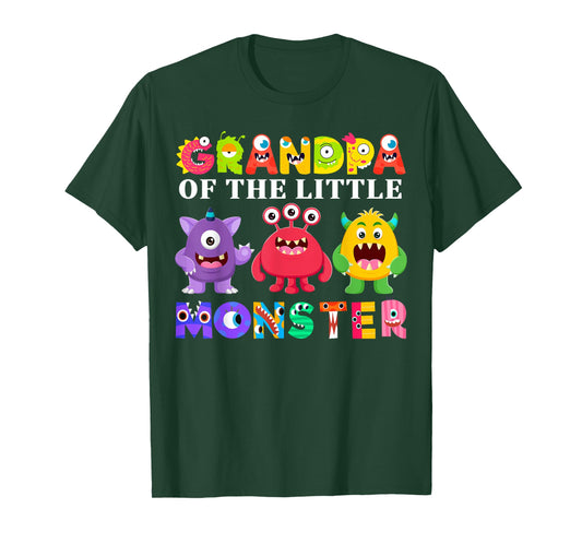 Grandpa Of The Little Monster Birthday Party Family Monster T-Shirt