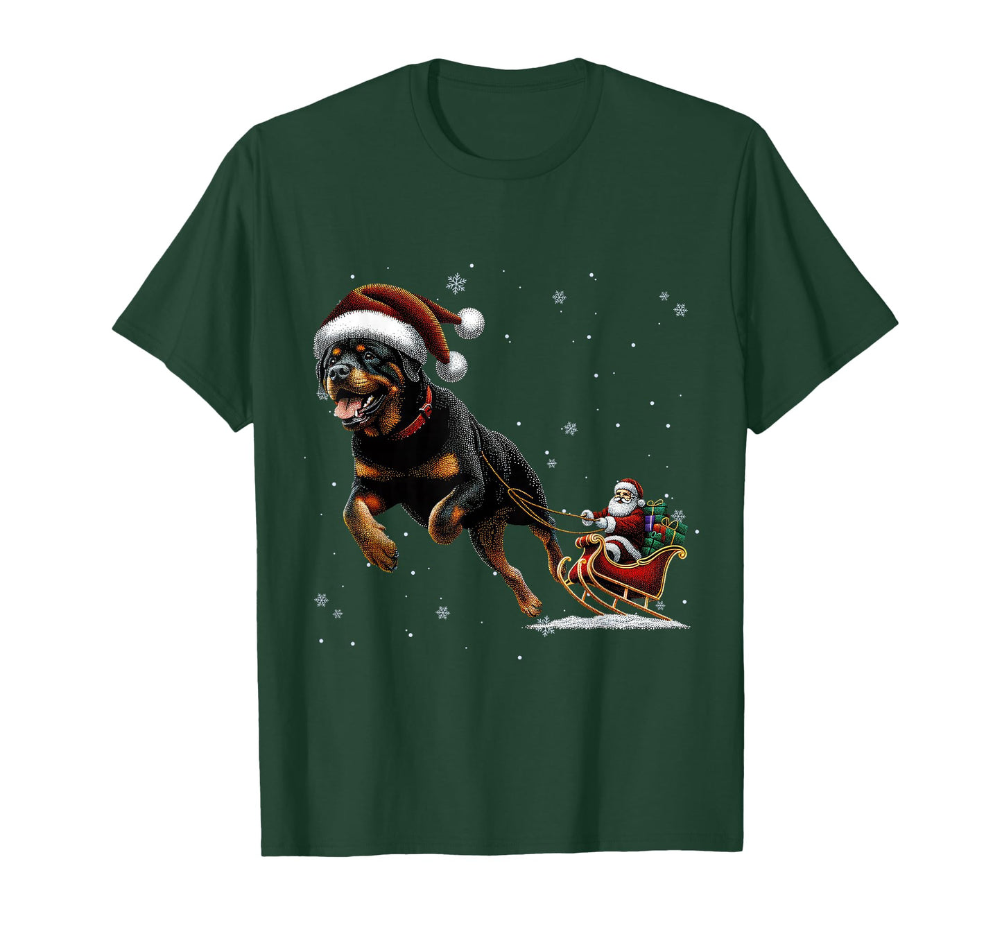 Rottweiler Santa Christmas Tree Lights Ugly Pajama Dog Lover T-Shirt