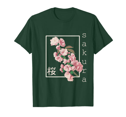 Cherry blossom shirt vintage Japanese Sakura Kanji aesthetics T-Shirt
