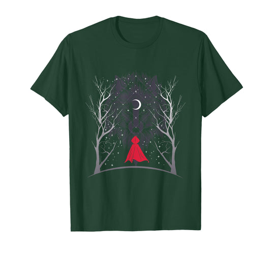 Red Riding Hood and the Wolf in the Moonlight - Occult, Witchcraft T-Shirt