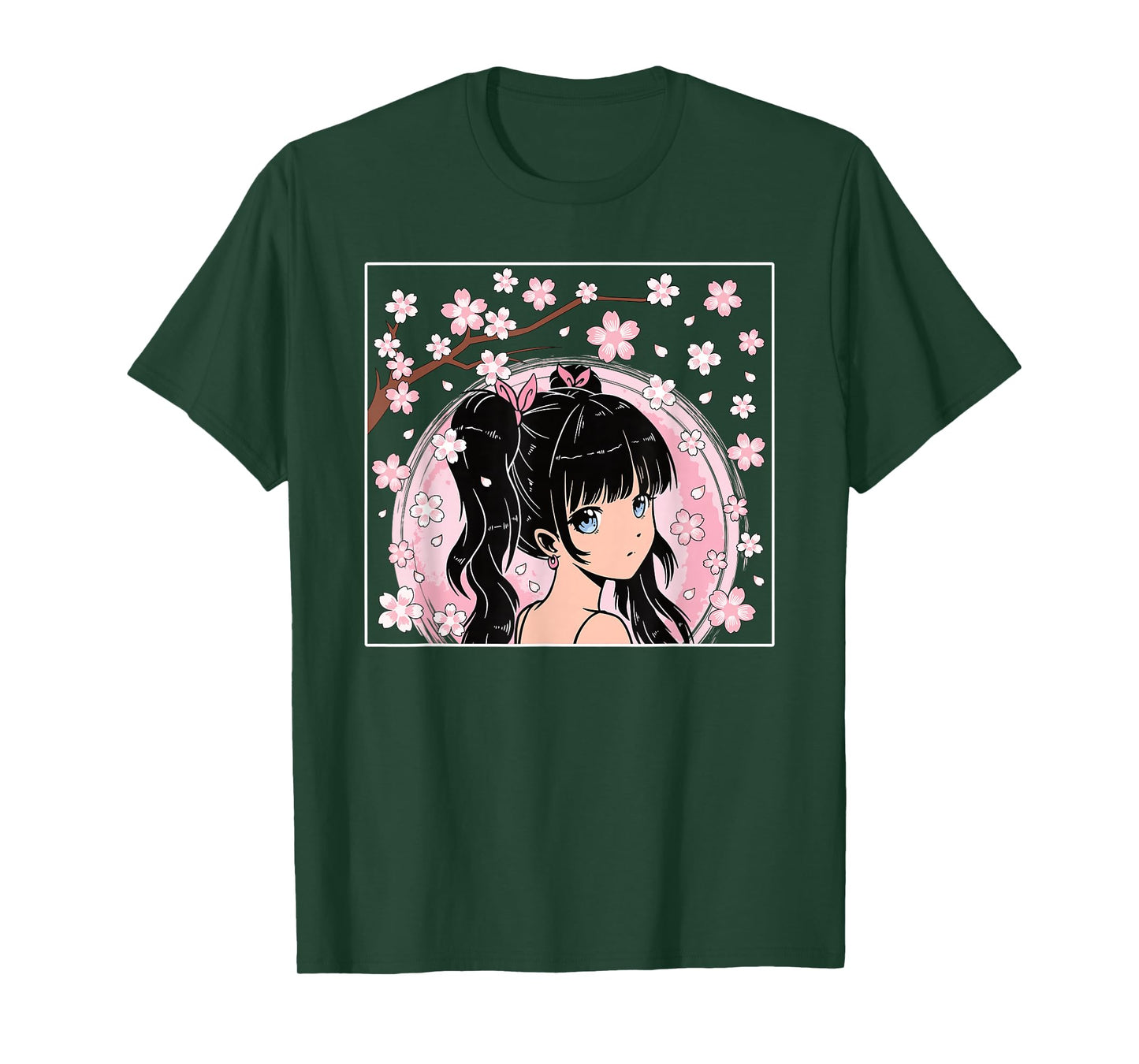 Japanese Anime Girl Manga Otaku Cherry Blossom Women Girls T-Shirt
