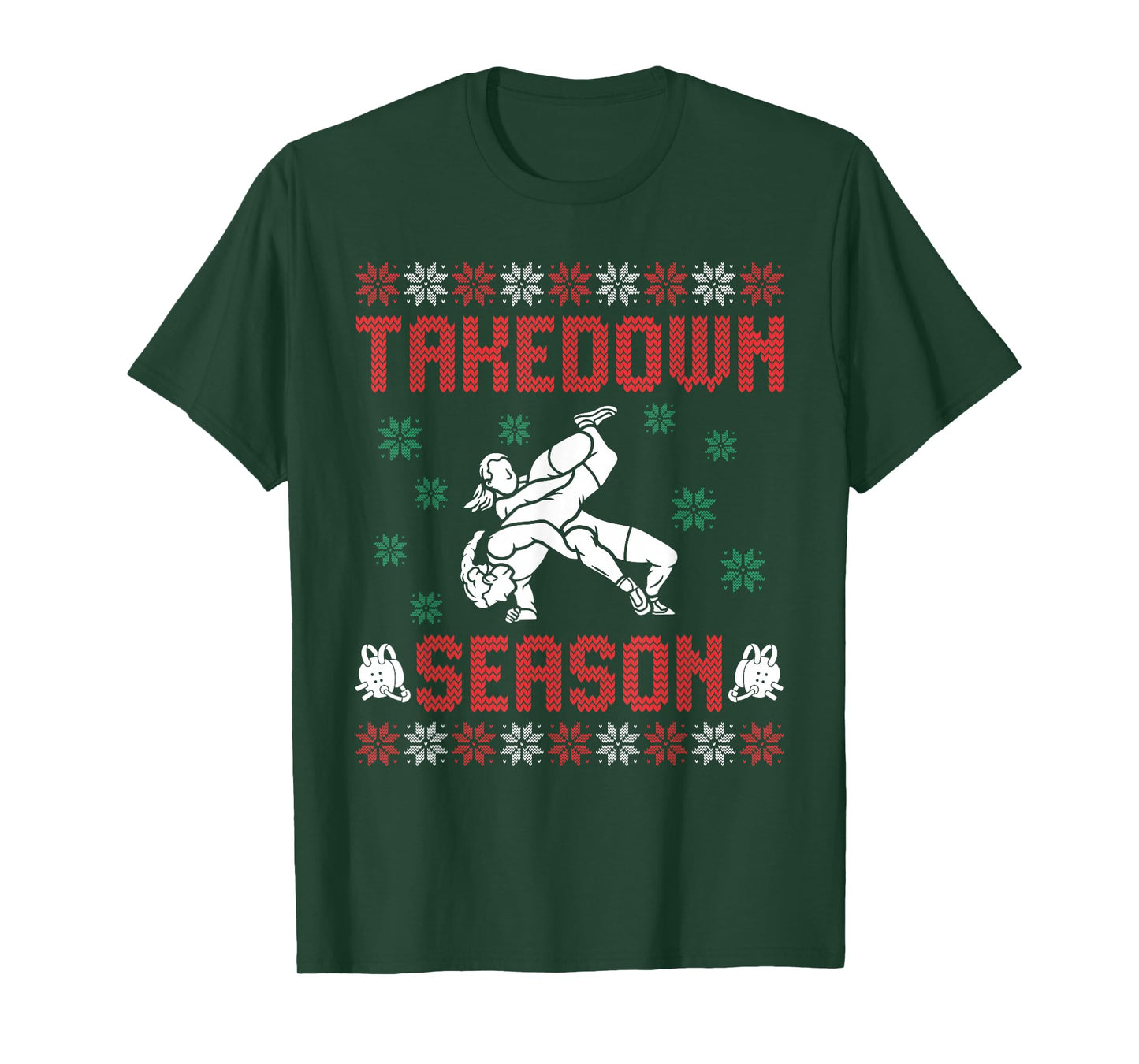 Takedown Season Girls Wrestling Ugly Sweater Christmas T-Shirt