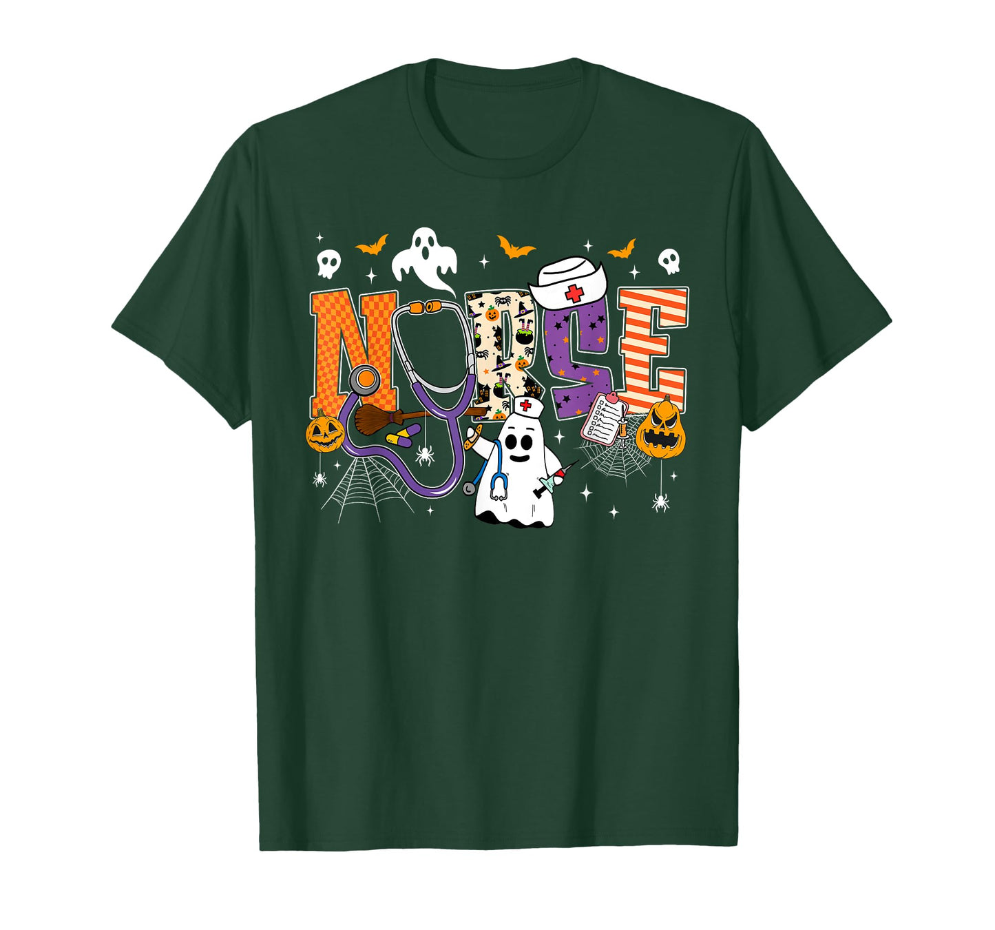 Nurse Halloween Ghost Crew Funny Scrub ER RN Nursing Student T-Shirt