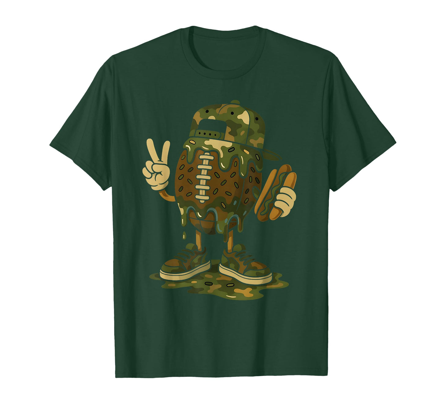 Football Drip Camo Boys Football Ice Cream Youth Game Day T-Shirt
