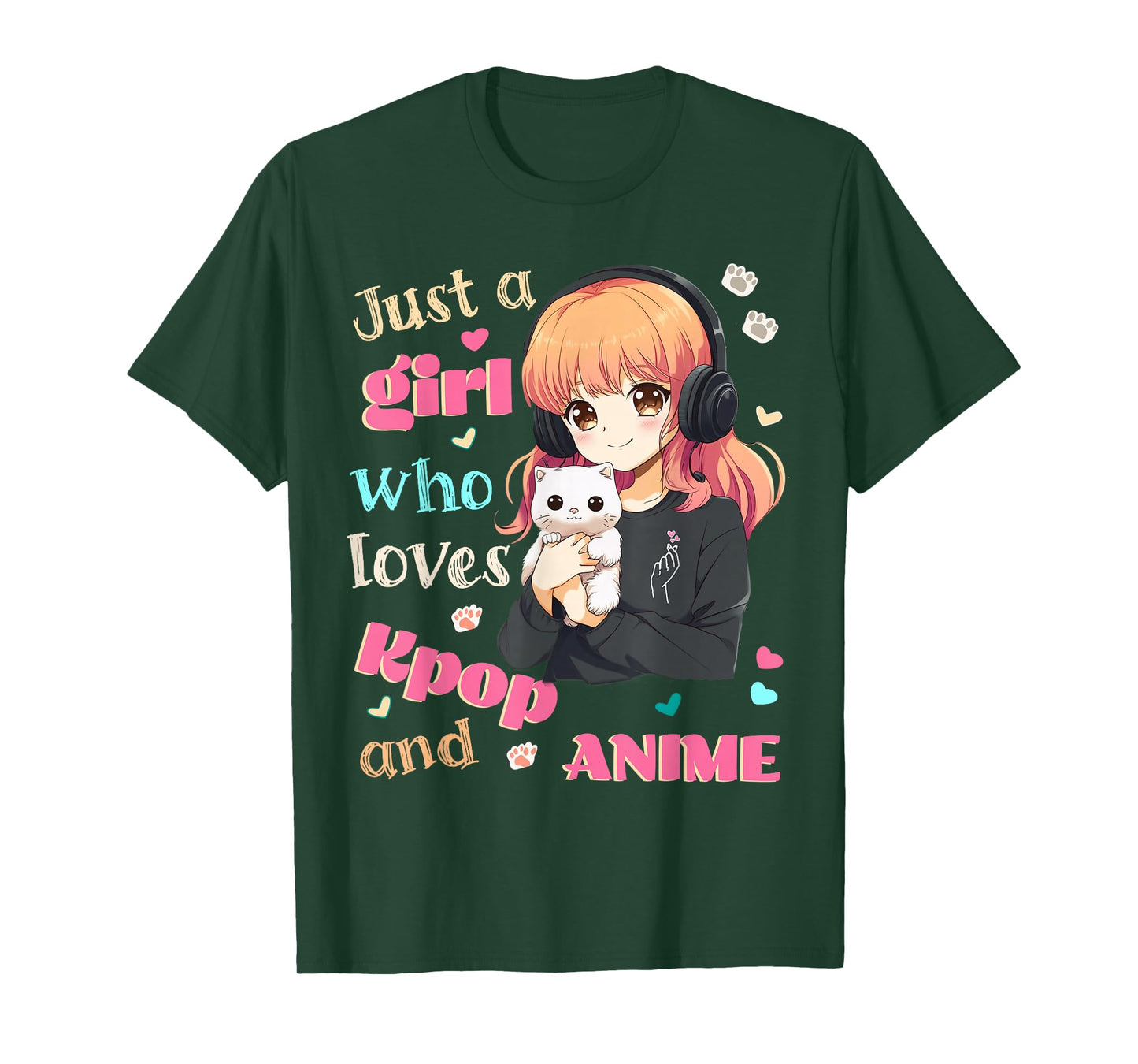 Just a Girl who Loves Kpop Anime Cute Merch Merchandise Cats T-Shirt