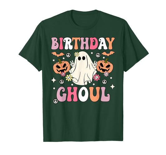 Birthday Ghoul Groovy Ghost Kids Girls Halloween Party T-Shirt