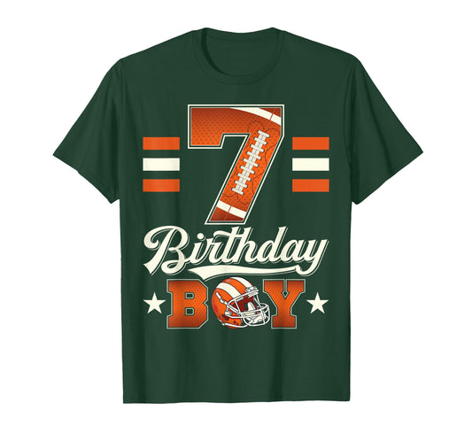 Seven 7th Birthday Boy Football 7 Year Old Sports Party T-Shirt