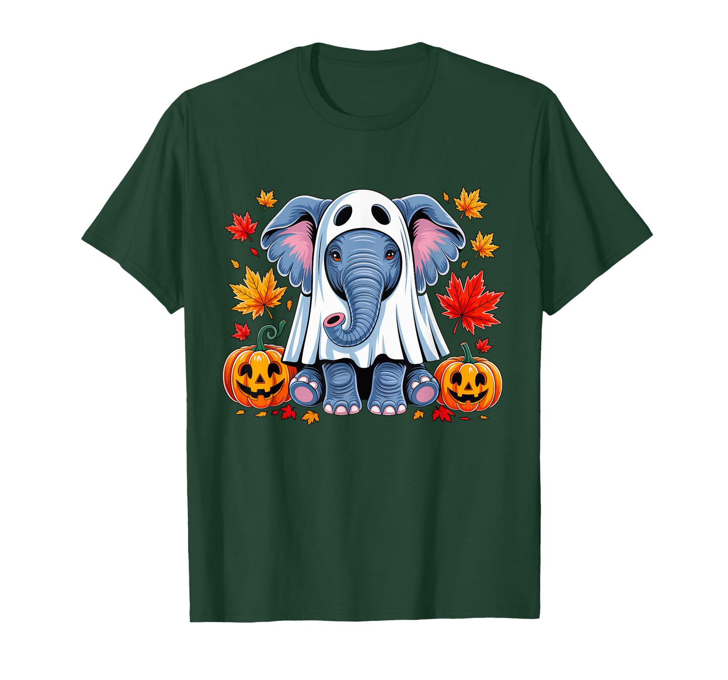 Funny Halloween Elephant Ghost Spooky Pumpkin Hello Fall T-Shirt