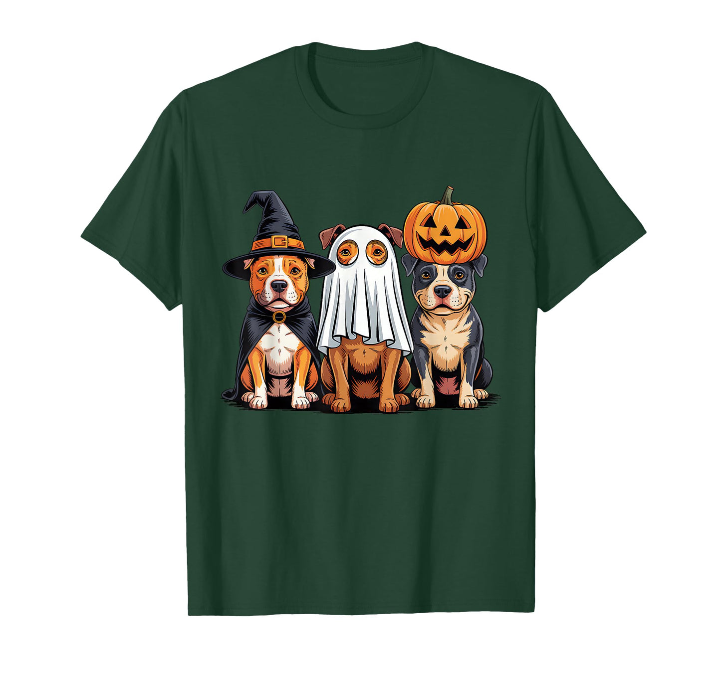 Pittbull Halloween Funny Dog Lover Pumpkin Witch Ghost Boo T-Shirt